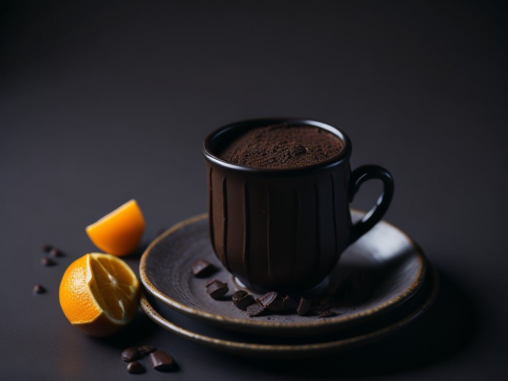 cafe con chocolate y naranja