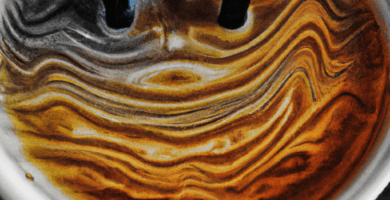 fotografia sobre cafe macchiato de una maquina de cafe expresso para portada de una categoria en una pagina web sobre cafe expresso y utiliza mucho el color oro b89634 y en menor medida black 000