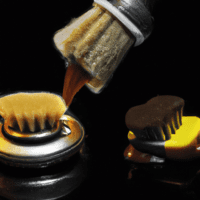 fotografia sobre cepillos de limpieza la clave para un cafe expresso de calidad para portada de una categoria en una pagina web sobre cafe y cafe expresso y utiliza mucho el color oro b89634 y en