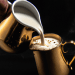 fotografia sobre como ahorrar dinero en tu jarra para espumar la leche sin sacrificar calidad para portada de una categoria en una pagina web sobre cafe y cafe expresso y utiliza mucho el color