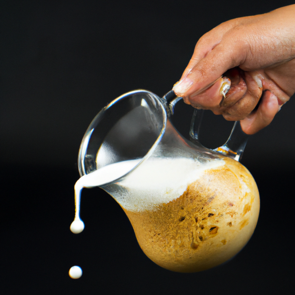 fotografia sobre como usar una jarra para espumar la leche como un barista profesional para portada de una categoria en una pagina web sobre cafe y cafe expresso y utiliza mucho el color oro