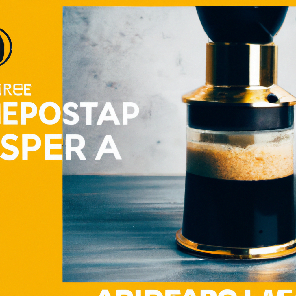 fotografia sobre descubre la versatilidad de la aeropress para portada de una categoria en una pagina web sobre cafe y cafe expresso y utiliza mucho el color oro b89634 y en menor medida black 00