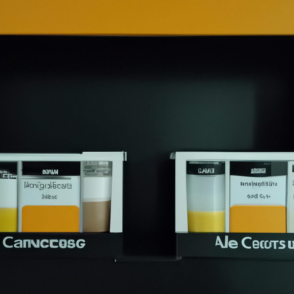 fotografia sobre los dispensadores de azucar y crema mas economicos del mercado para portada de una categoria en una pagina web sobre cafe y cafe expresso y utiliza mucho el color oro b89634 y en m