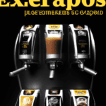 fotografia sobre los distribuidores de cafe expresso mas populares en espana para portada de una categoria en una pagina web sobre cafe y cafe expresso y utiliza mucho el color oro b89634 y en meno