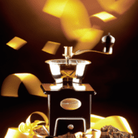fotografia sobre molinillos de cafe la importancia de la molienda en el espresso para portada de una categoria en una pagina web sobre cafe y cafe expresso y utiliza mucho el color oro b89634 y en