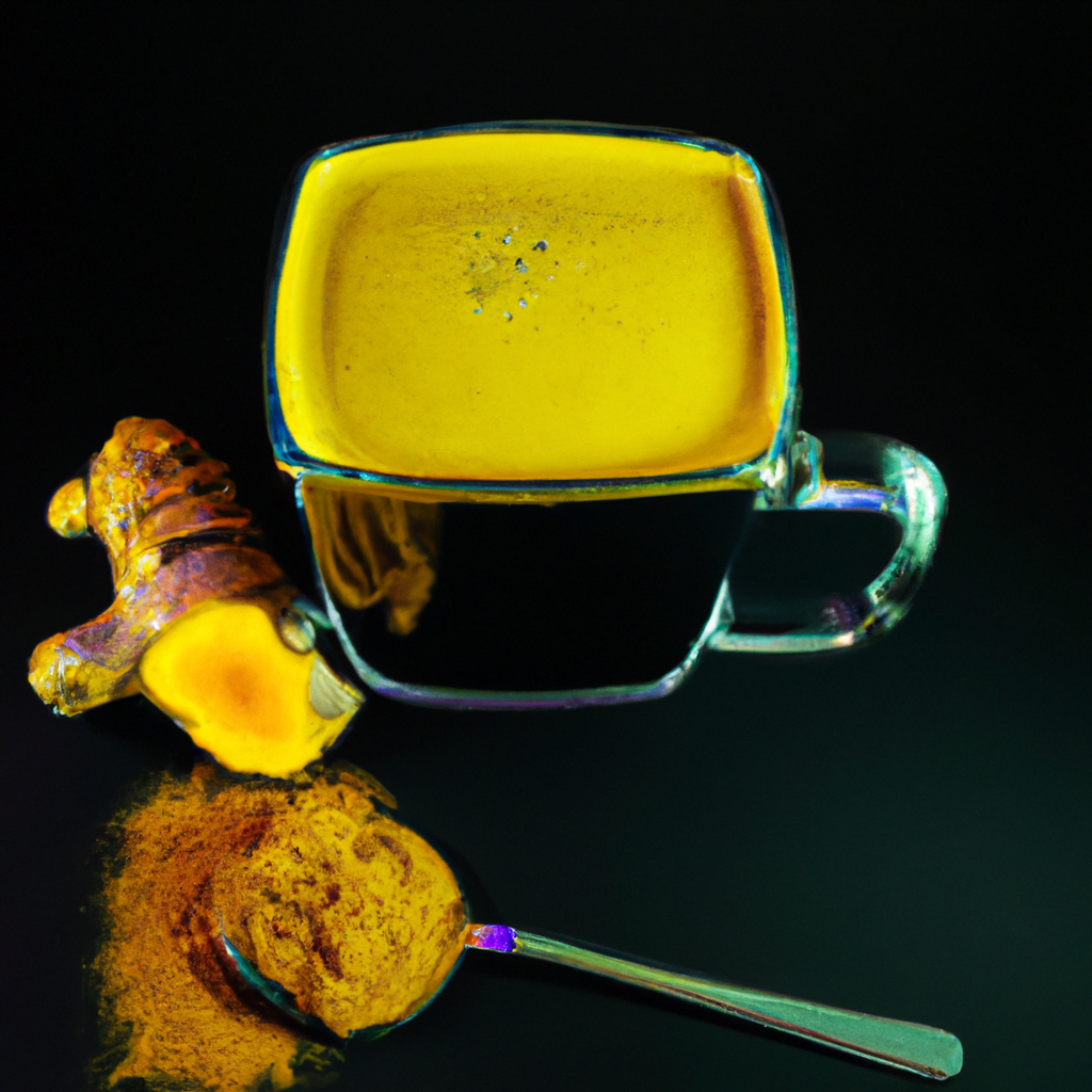 fotografia sobre cafe con curcuma y jengibre una bebida antiinflamatoria y deliciosa para portada de una categoria en una pagina web sobre cafe y cafe expresso y utiliza mucho el color oro b89634
