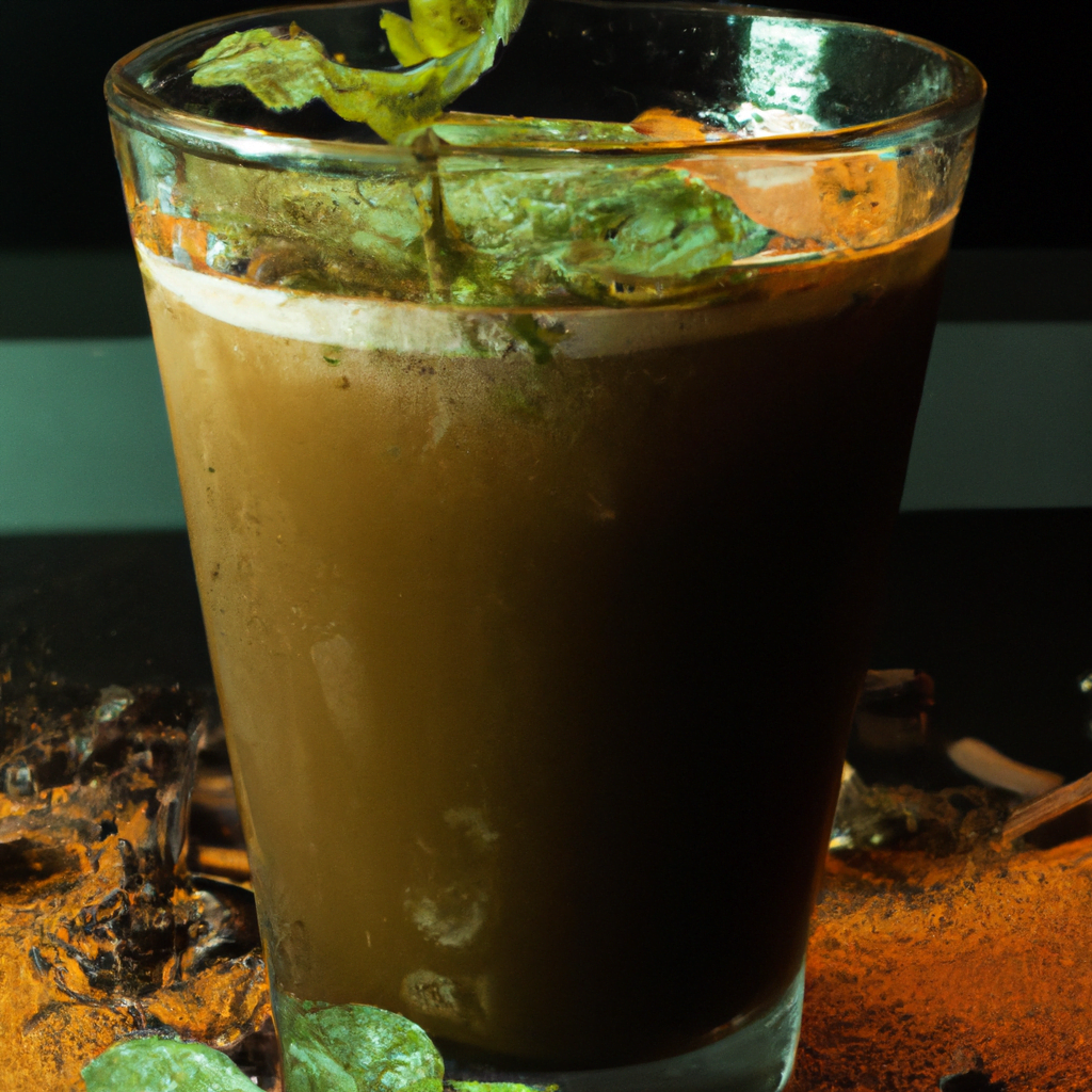 fotografia sobre cafe con especias de cacao y menta una opcion refrescante para los dias calurosos para portada de una categoria en una pagina web sobre cafe y cafe expresso y utiliza mucho el color