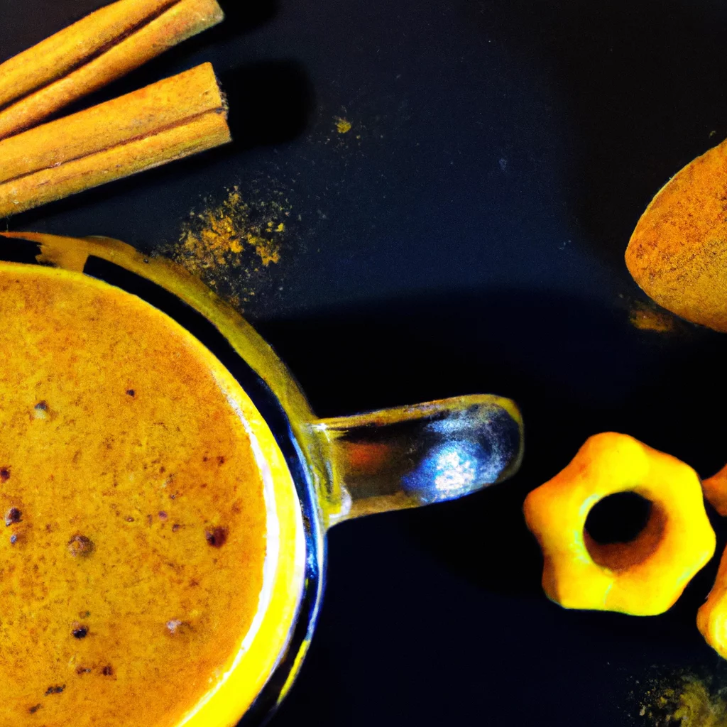 fotografia sobre cafe con especias de jengibre y curcuma una opcion antiinflamatoria y deliciosa para portada de una categoria en una pagina web sobre cafe y cafe expresso y utiliza mucho el color or