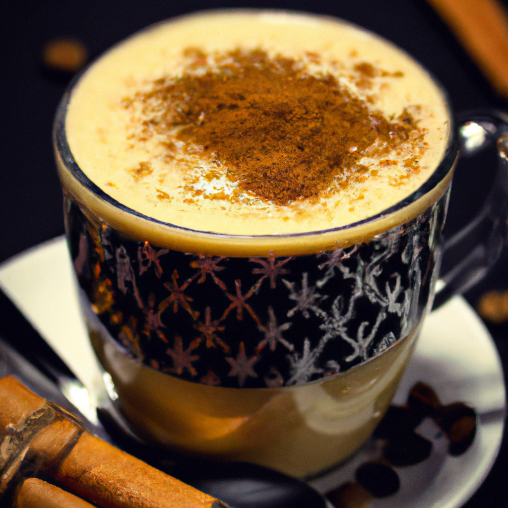fotografia sobre cafe con especias de jengibre y vainilla una bebida suave y aromatica para portada de una categoria en una pagina web sobre cafe y cafe expresso y utiliza mucho el color oro b89634