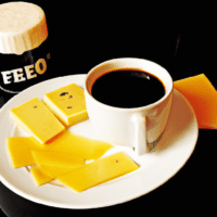 fotografia sobre cafe expresso y quesos una combinacion sorprendente para portada de una categoria en una pagina web sobre cafe y cafe expresso y utiliza mucho el color oro b89634 y en menor medid