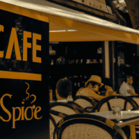 fotografia sobre cafeterias emblematicas de palma de mallorca donde el cafe es una experiencia para portada de una categoria en una pagina web sobre cafe y cafe expresso y utiliza mucho el color oro