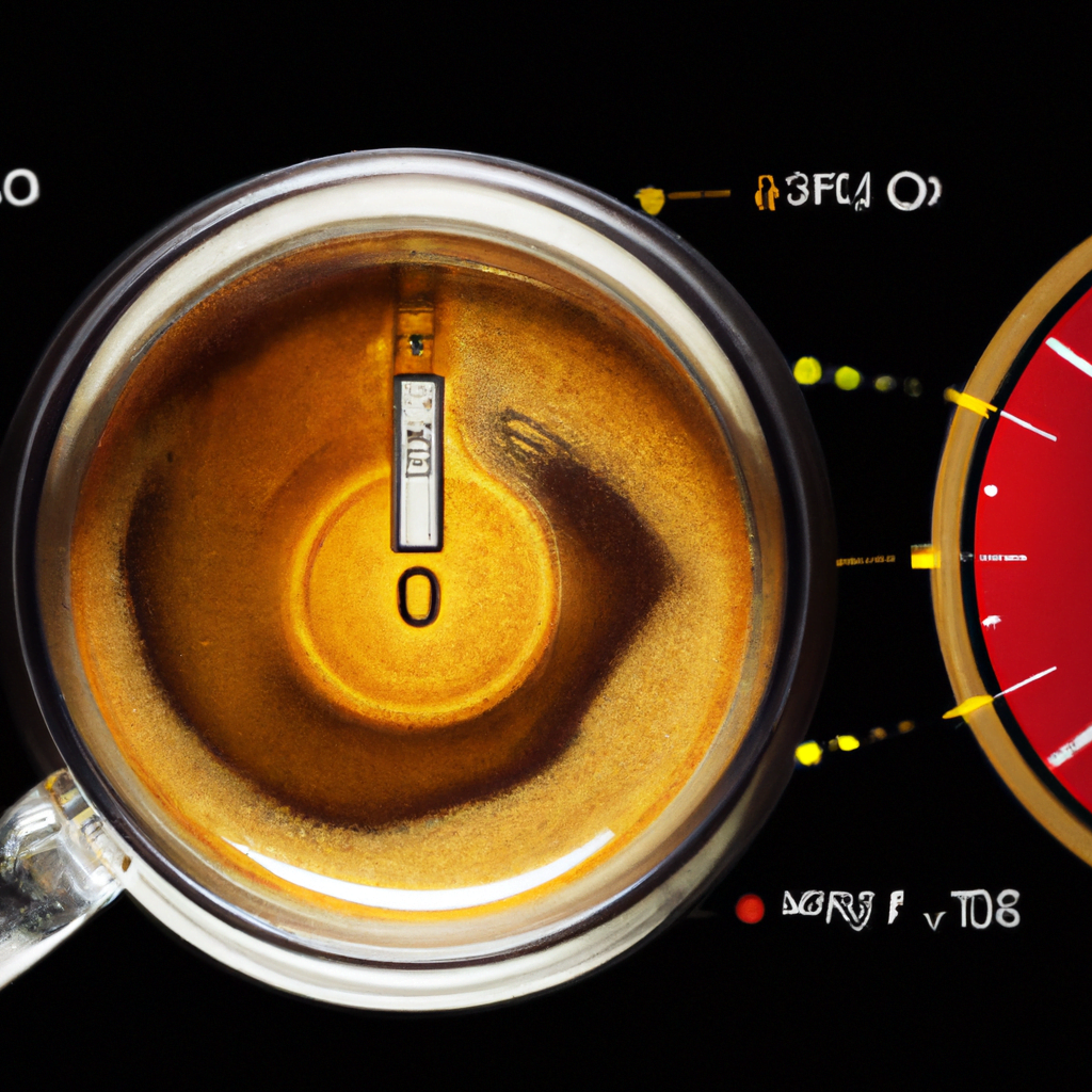 fotografia sobre como afecta la calibracion al tiempo de extraccion de tu cafe expresso para portada de una categoria en una pagina web sobre cafe y cafe expresso y utiliza mucho el color oro