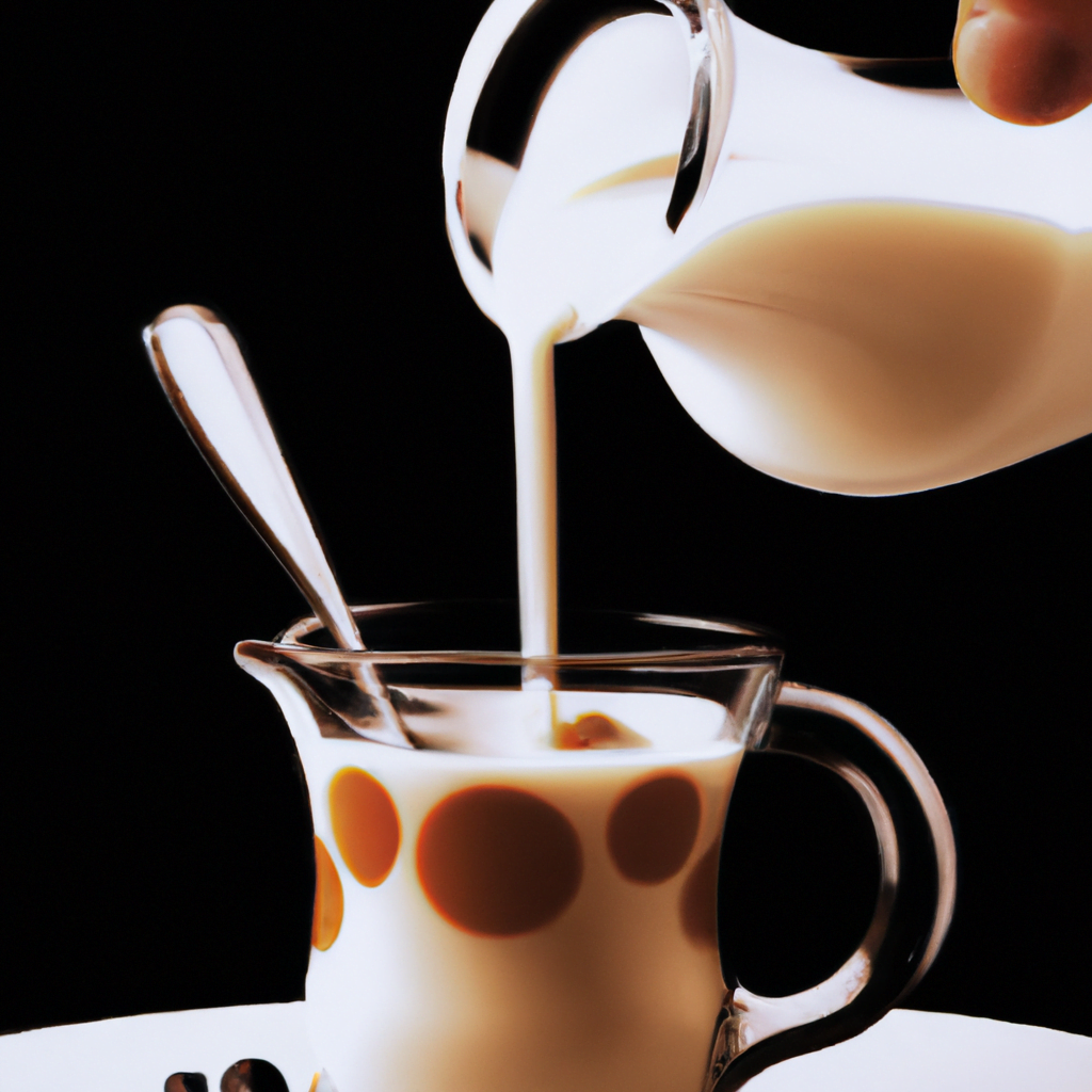 fotografia sobre como almacenar la leche para tu cafe con leche para portada de una categoria en una pagina web sobre cafe y cafe expresso y utiliza mucho el color oro b89634 y en menor medi