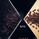 fotografia sobre como almacenar los granos de cafe para mantener su frescura para portada de una categoria en una pagina web sobre cafe y cafe expresso y utiliza mucho el color oro b89634 y