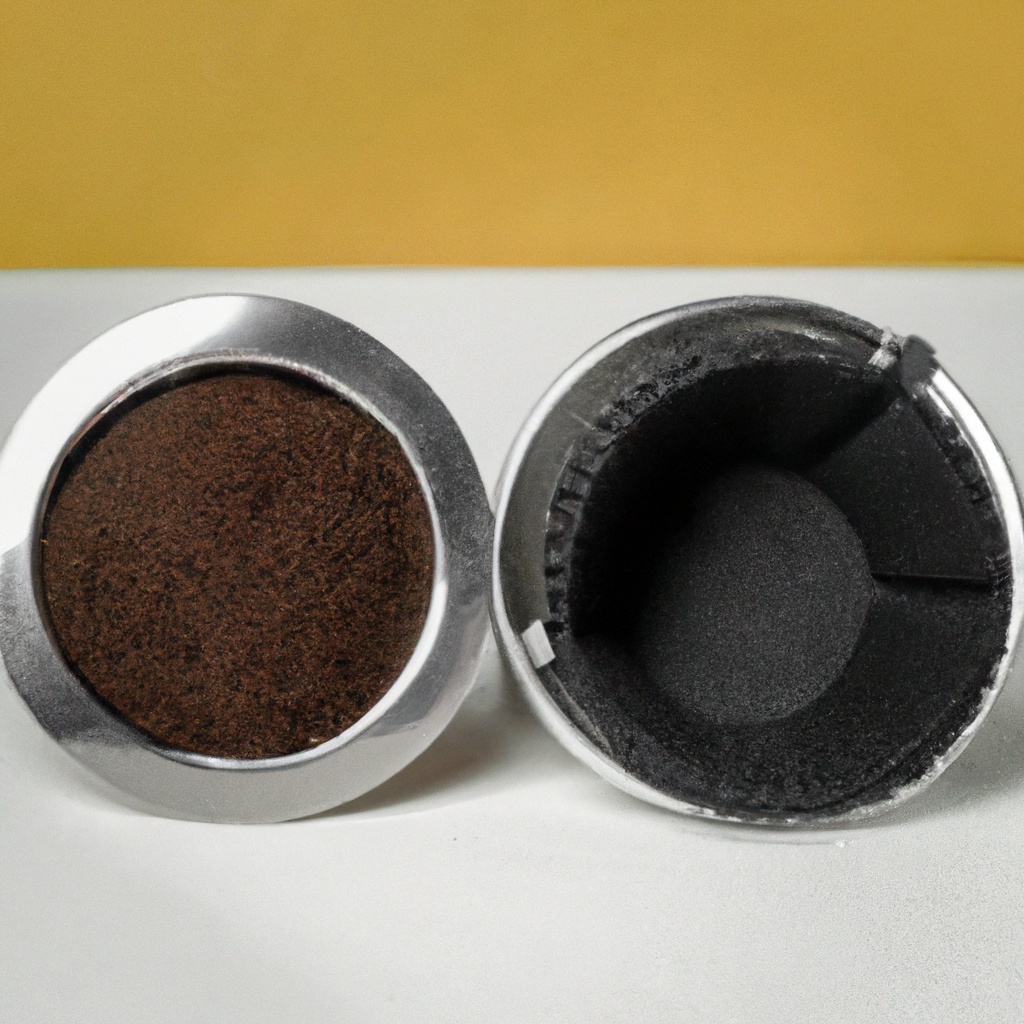fotografia sobre como cambiar el filtro de tu cafetera expresso sin desperdiciar cafe para portada de una categoria en una pagina web sobre cafe y cafe expresso y utiliza mucho el color oro b
