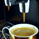fotografia sobre como descalcificar tu maquina de cafe expresso en 5 sencillos pasos para portada de una categoria en una pagina web sobre cafe y cafe expresso y utiliza mucho el color oro b89634 y