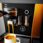 fotografia sobre como descalcificar tu maquina de cafe expresso para portada de una categoria en una pagina web sobre cafe y cafe expresso y utiliza mucho el color oro b89634 y en menor medida el c