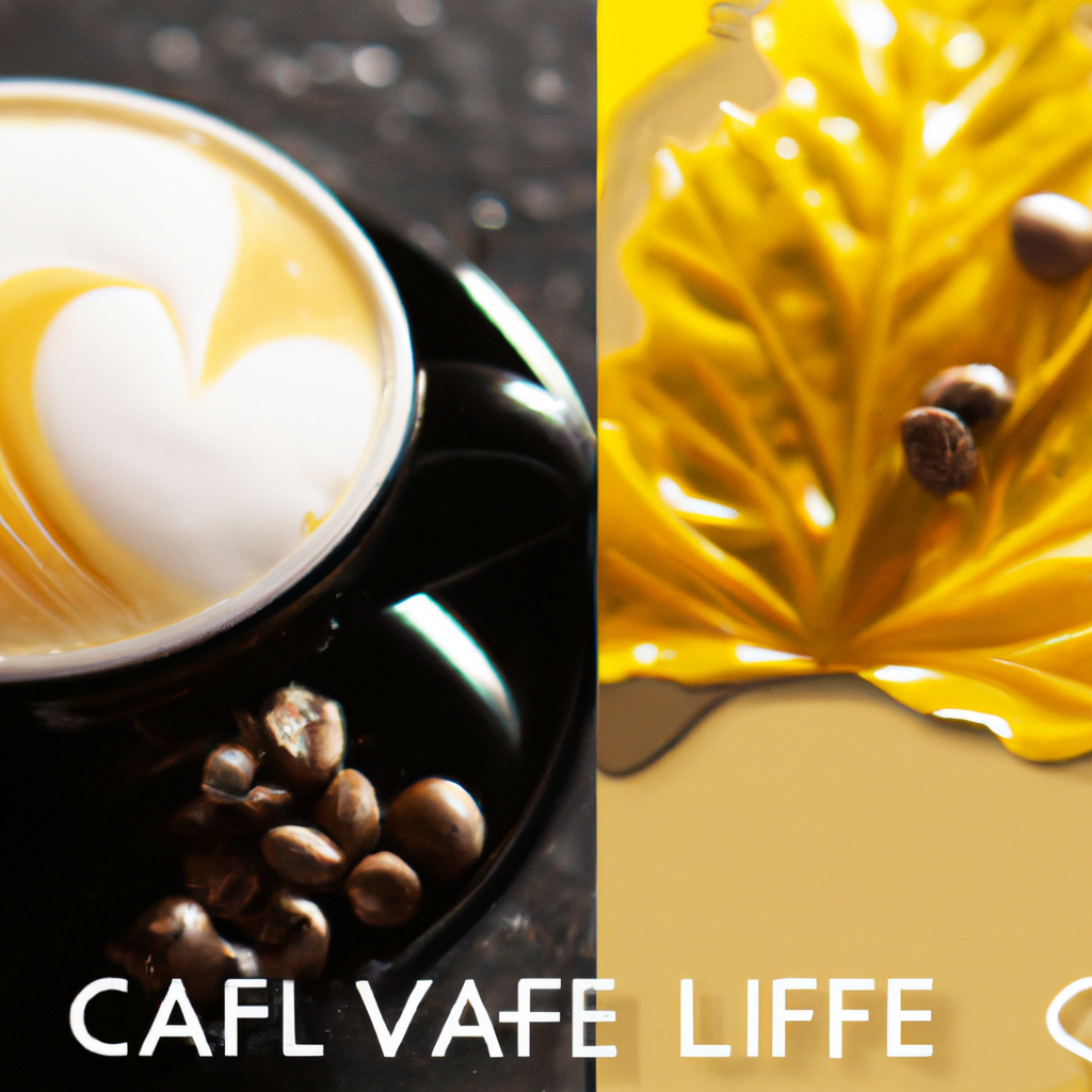 fotografia sobre como hacer hojas en tu cafe con arte latte para portada de una categoria en una pagina web sobre cafe y cafe expresso y utiliza mucho el color oro b89634 y en menor medida el color