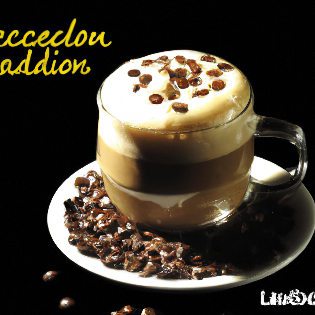 fotografia sobre como hacer un cafe mocha con leche de almendras para portada de una categoria en una pagina web sobre cafe y cafe expresso y utiliza mucho el color oro b89634 y en menor medida el