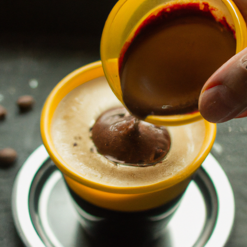 fotografia sobre como hacer un cafe mocha sin cafetara espresso para portada de una categoria en una pagina web sobre cafe y cafe expresso y utiliza mucho el color oro b89634 y en menor medida el c