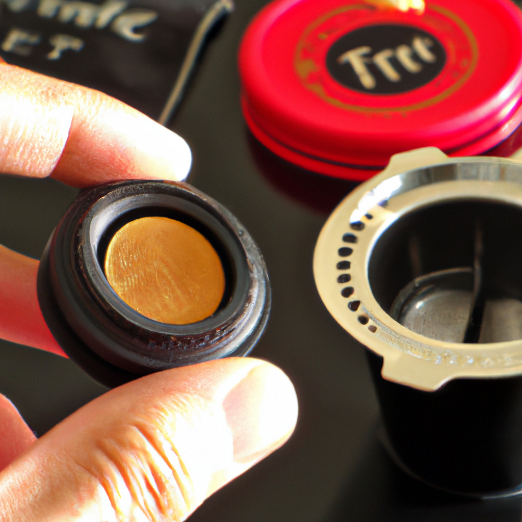 fotografia sobre como limpiar el portafiltro de tu cafetera espresso para portada de una categoria en una pagina web sobre cafe y cafe expresso y utiliza mucho el color oro b89634 y en menor
