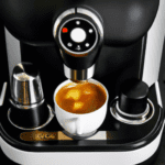fotografia sobre como limpiar y mantener tu maquina de cafe expreso para portada de una categoria en una pagina web sobre cafe y cafe expresso y utiliza mucho el color oro b89634 y en menor medida
