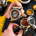 fotografia sobre como limpiar y mantener tu maquina de espresso turca para portada de una categoria en una pagina web sobre cafe y cafe expresso y utiliza mucho el color oro b89634 y en menor medid
