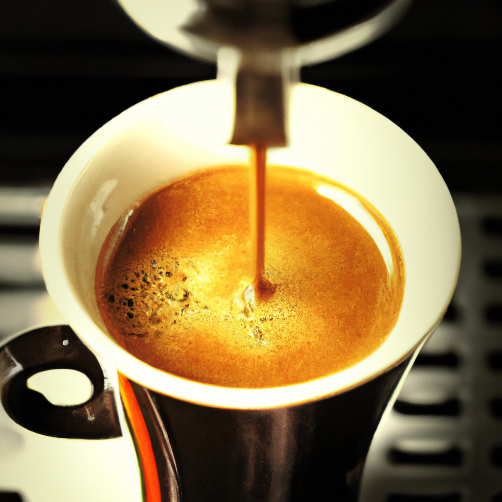 fotografia sobre como preparar un cafe expresso como un barista famoso para portada de una categoria en una pagina web sobre cafe y cafe expresso y utiliza mucho el color oro b89634 y en menor medi