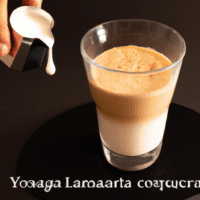 fotografia sobre como preparar un cafe latte sin maquina de cafe expresso para portada de una categoria en una pagina web sobre cafe y cafe expresso y utiliza mucho el color oro b89634 y en menor m