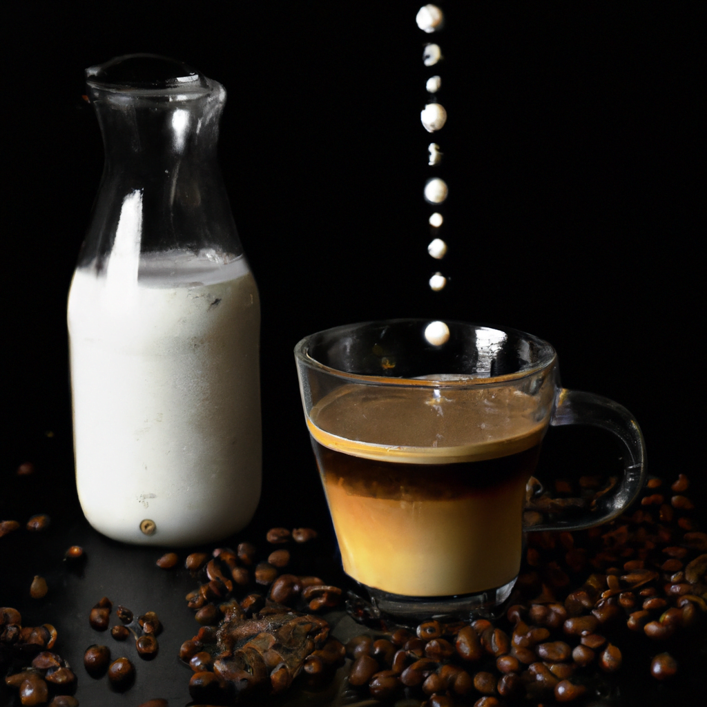 fotografia sobre consejos para hacer un cafe con leche cremoso y suave para portada de una categoria en una pagina web sobre cafe y cafe expresso y utiliza mucho el color oro b89634 y en menor medi