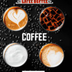 fotografia sobre conviertete en un experto en arte latte con estos consejos para portada de una categoria en una pagina web sobre cafe y cafe expresso y utiliza mucho el color oro b89634 y en menor