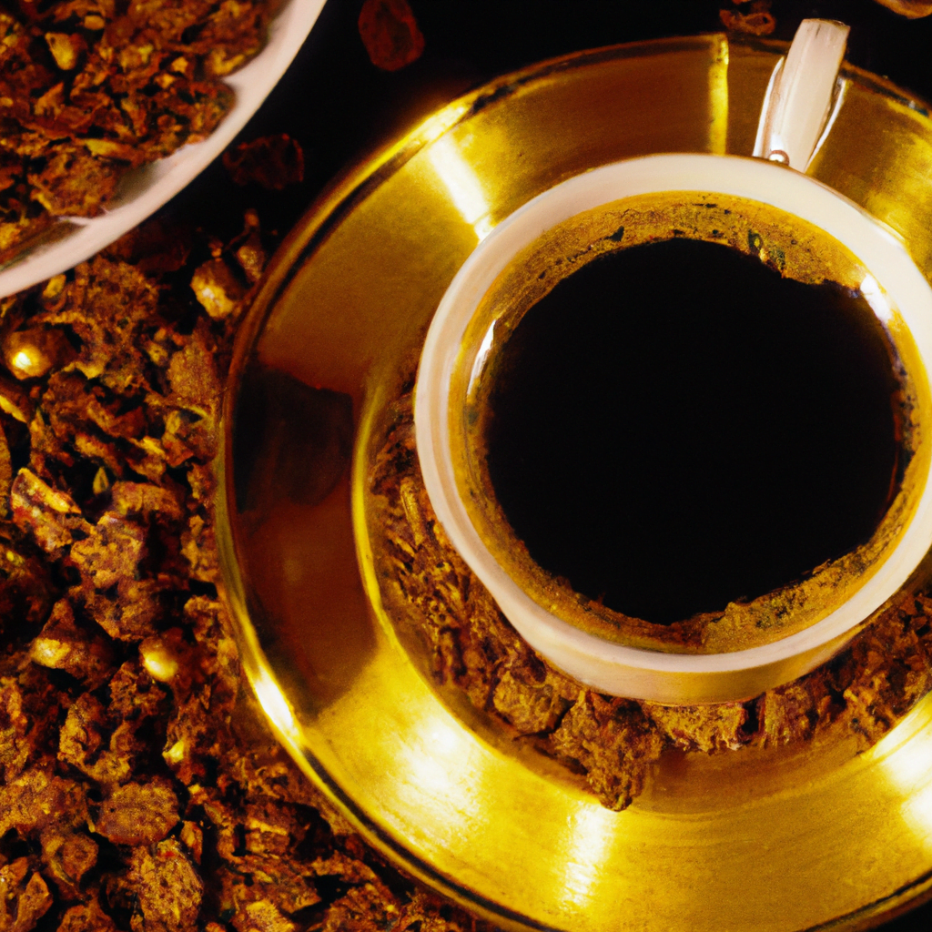 fotografia sobre descubre la cultura del cafe en espana para portada de una categoria en una pagina web sobre cafe y cafe expresso y utiliza mucho el color oro b89634 y en menor medida el color bla
