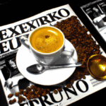 fotografia sobre el cafe expresso y su papel en la cultura del ocio y el entretenimiento para portada de una categoria en una pagina web sobre cafe y cafe expresso y utiliza mucho el color oro b8963