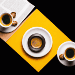 fotografia sobre el espresso y su papel en la cultura del cafe en espana para portada de una categoria en una pagina web sobre cafe y cafe expresso y utiliza mucho el color oro b89634 y en menor me