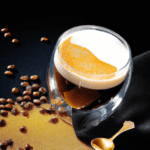 fotografia sobre hacer un cafe irlandes cremoso y suave para portada de una categoria en una pagina web sobre cafe y cafe expresso y utiliza mucho el color oro b89634 y en menor medida el color bla