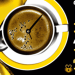 fotografia sobre hora del dia para portada de una categoria en una pagina web sobre cafe y cafe expresso y utiliza mucho el color oro b89634 y en menor medida el color black 000000 y el