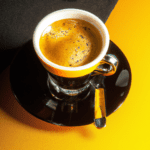 fotografia sobre la del espresso a espana para portada de una categoria en una pagina web sobre cafe y cafe expresso y utiliza mucho el color oro b89634 y en menor medida el color black 000000 y