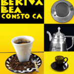 fotografia sobre la historia detras de las cafeterias de barcelona para portada de una categoria en una pagina web sobre cafe y cafe expresso y utiliza mucho el color oro b89634 y en menor medida e