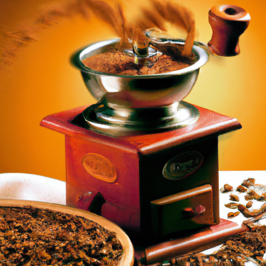 fotografia sobre la importancia de la molienda en tu cafe expresso para portada de una categoria en una pagina web sobre cafe y cafe expresso y utiliza mucho el color oro b89634 y en menor medida e