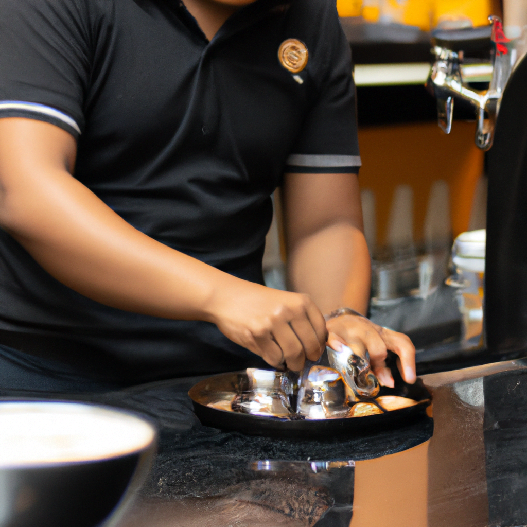 fotografia sobre los baristas y su papel en la cultura del cafe expresso para portada de una categoria en una pagina web sobre cafe y cafe expresso y utiliza mucho el color oro b89634 y en menor me