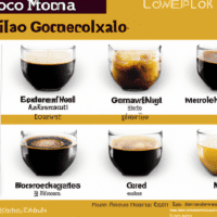 fotografia sobre los diferentes tipos de cafe americano que puedes preparar para portada de una categoria en una pagina web sobre cafe y cafe expresso y utiliza mucho el color oro b89634 y en menor