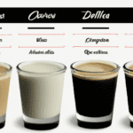 fotografia sobre los diferentes tipos de cafe con leche en todo el mundo para portada de una categoria en una pagina web sobre cafe y cafe expresso y utiliza mucho el color oro b89634 y en menor me