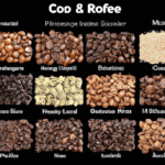 fotografia sobre los diferentes tipos de granos de cafe para tu expreso para portada de una categoria en una pagina web sobre cafe y cafe expresso y utiliza mucho el color oro b89634 y en menor med