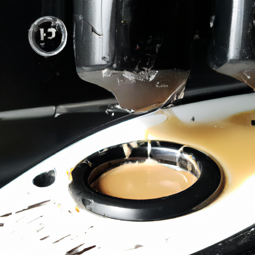 fotografia sobre los riesgos de no inspeccionar tu maquina de cafe expresso regularmente para portada de una categoria en una pagina web sobre cafe y cafe expresso y utiliza mucho el color oro b8963