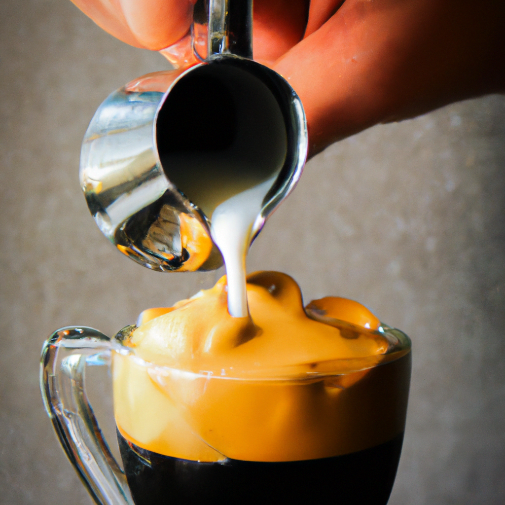 fotografia sobre los trucos de los baristas famosos para conseguir la mejor crema para portada de una categoria en una pagina web sobre cafe y cafe expresso y utiliza mucho el color oro b89634 y en