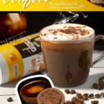 fotografia sobre mocha el coffee con chocolate para portada de una categoria en una pagina web sobre cafe y cafe expresso y utiliza mucho el color oro b89634 y en menor medida el color black 0000